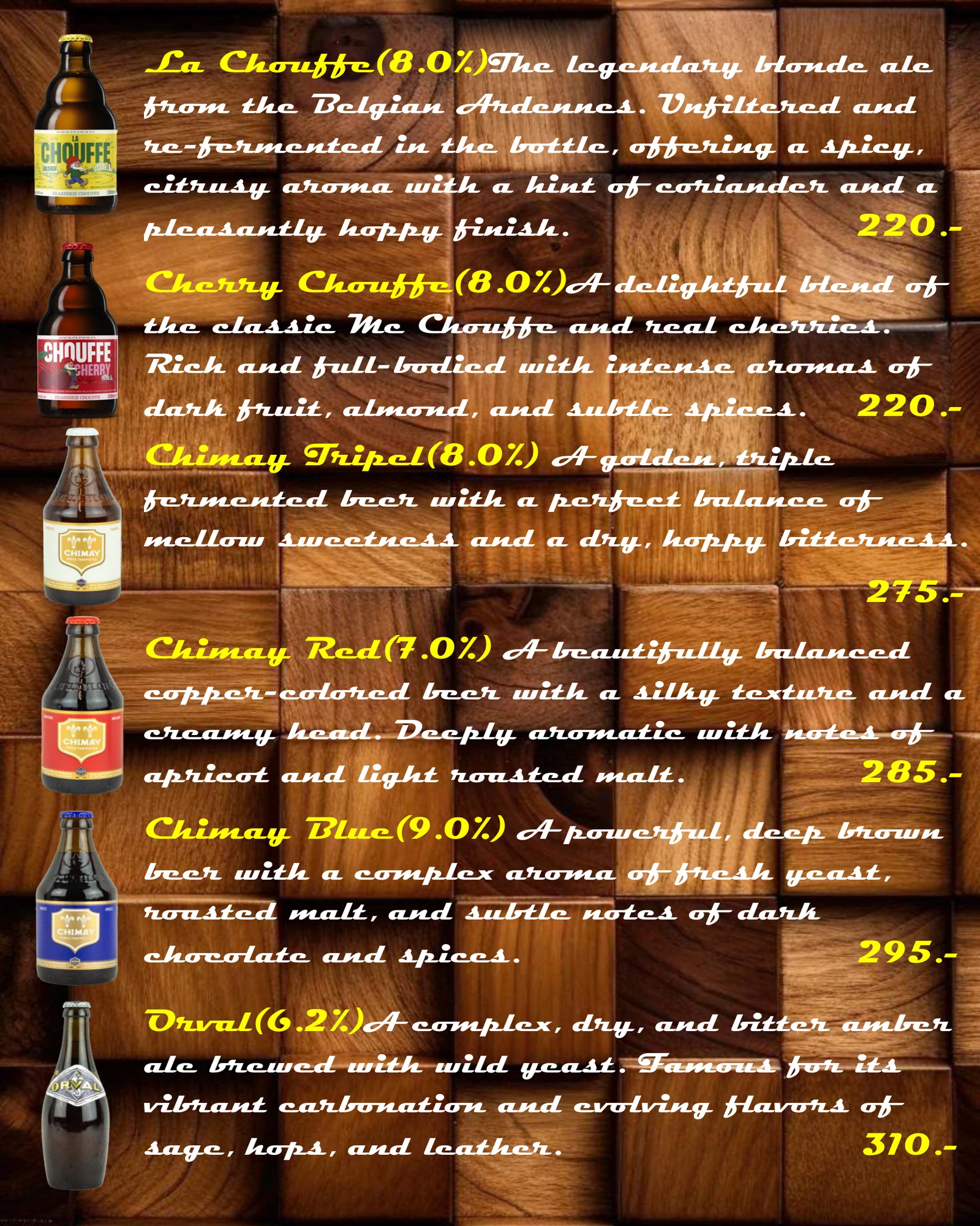 Belgian Beers menu - page 2