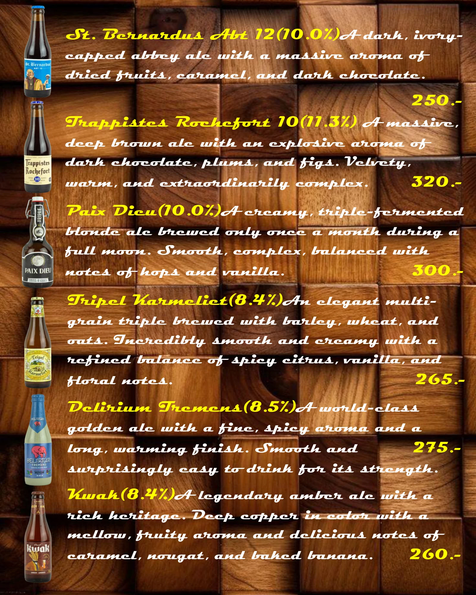 Belgian Beers menu - page 3