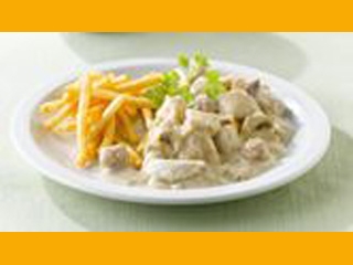 Vol-au Vent is ceamy chicken stew with mushrooms